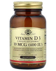 Vitamina D3 (Cholecalciferol), 10 mcg (400 IU), 100 cápsulas