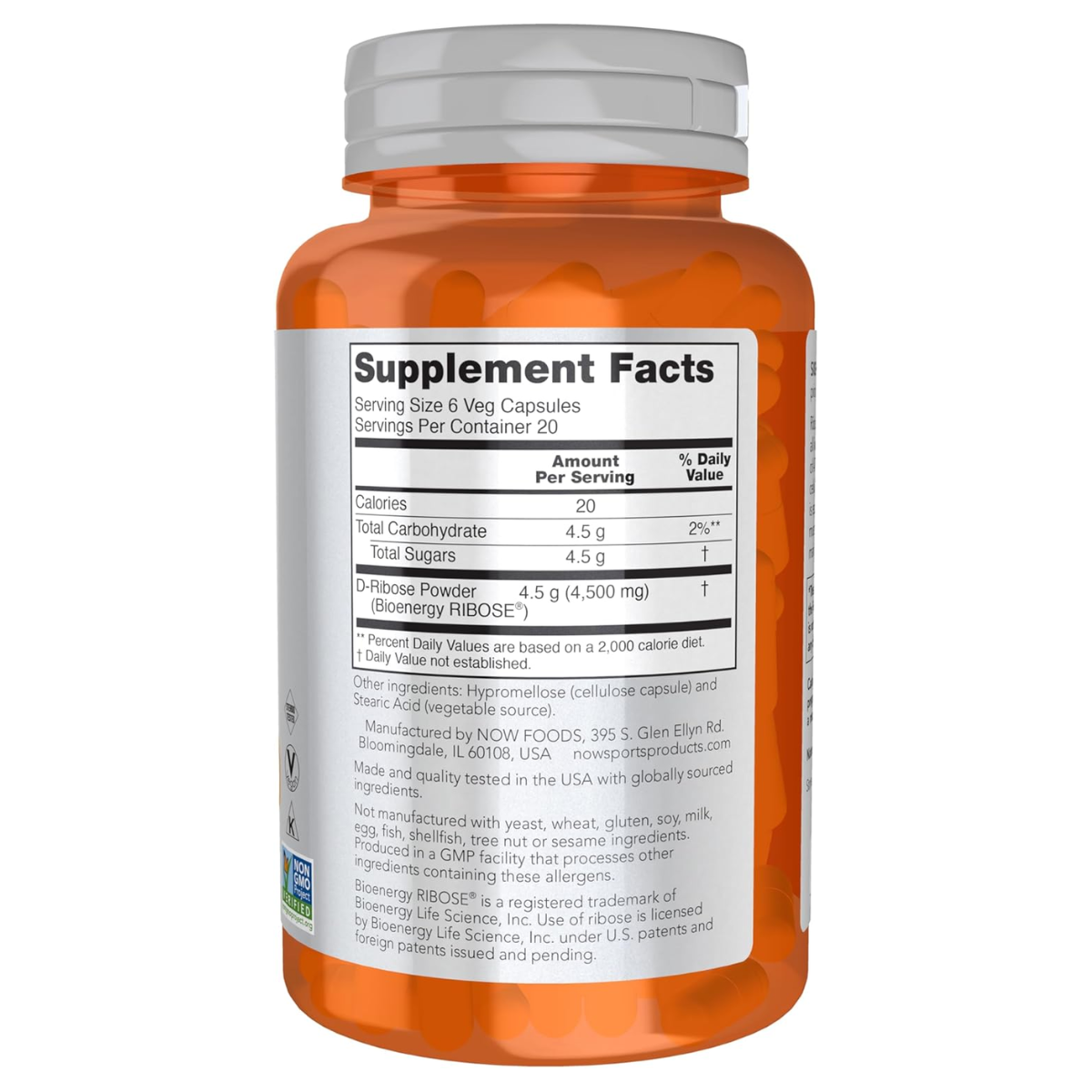 Ribose, 750 Mg 120 Cápsulas