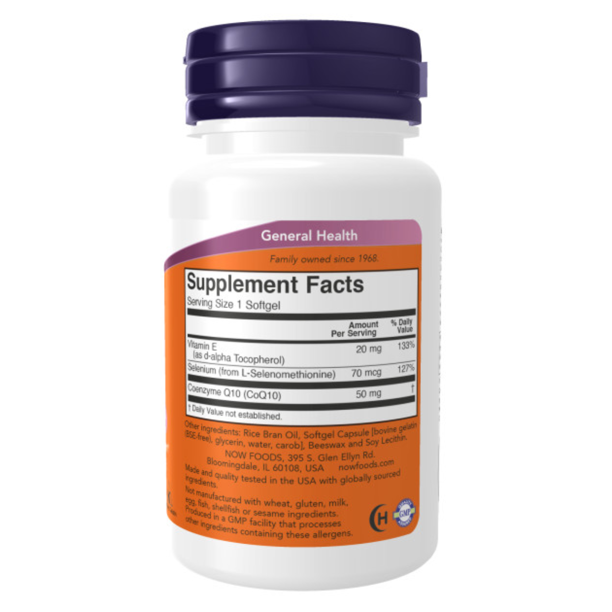COQ10, 5O Mg,  + Vit E
