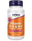 Vitamin D3 & K2, 1000 IU /45 Mcg 120 Cápsulas