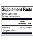 Vitamina B12 1,000 mcg, 60 cápsulas